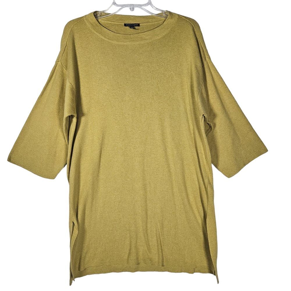 Eileen Fisher Dropped Shoulder Silk Blend  Crew‎ Neck Tunic Top Size S/M Career